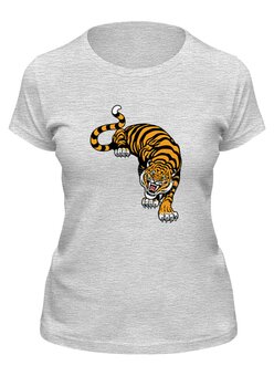 Заказать женскую футболку в Москве. Футболка классическая Свирепый тигр от Ирина - готовые дизайны и нанесение принтов.