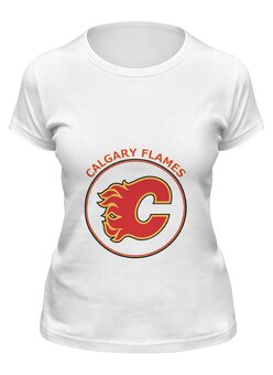 Заказать женскую футболку в Москве. Футболка классическая Calgary Flames от kspsshop - готовые дизайны и нанесение принтов.