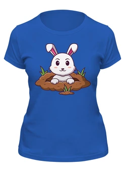 Заказать женскую футболку в Москве. Футболка классическая Кролик в норке от skynatural - готовые дизайны и нанесение принтов.