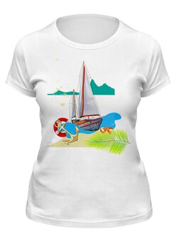 Заказать женскую футболку в Москве. Футболка классическая Морской пейзаж от T-shirt print  - готовые дизайны и нанесение принтов.