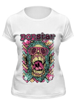 Заказать женскую футболку в Москве. Футболка классическая Popstar от T-shirt print  - готовые дизайны и нанесение принтов.