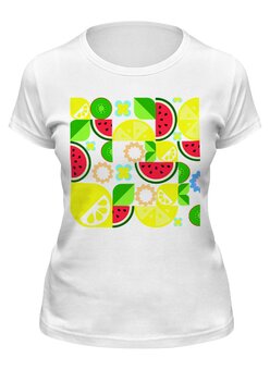 Заказать женскую футболку в Москве. Футболка классическая летние фрукты от Марина Кольцова - готовые дизайны и нанесение принтов.