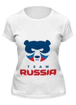 Заказать женскую футболку в Москве. Футболка классическая Russia team от Easy-store - готовые дизайны и нанесение принтов.