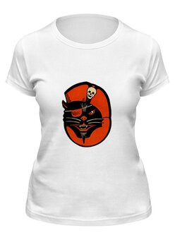 Заказать женскую футболку в Москве. Футболка классическая Чёрный Кот-Пират от Виктор Гришин - готовые дизайны и нанесение принтов.