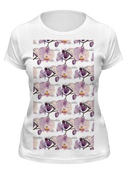 Заказать женскую футболку в Москве. Футболка классическая ветка орхидеи от okonit - готовые дизайны и нанесение принтов.