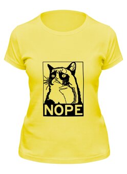 Заказать женскую футболку в Москве. Футболка классическая Сердитый котик / Grumpy Cat (Штамп) от defann - готовые дизайны и нанесение принтов.