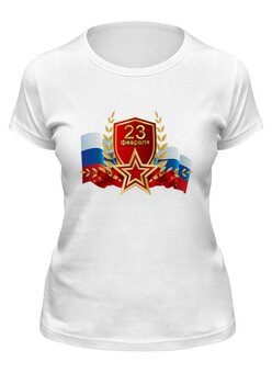 Заказать женскую футболку в Москве. Футболка классическая 23 февраля от THE_NISE  - готовые дизайны и нанесение принтов.