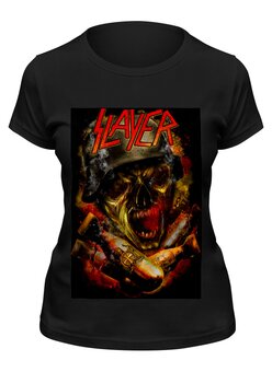 Заказать женскую футболку в Москве. Футболка классическая Slayer thrash metal band от Leichenwagen - готовые дизайны и нанесение принтов.