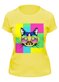 Заказать женскую футболку в Москве. Футболка классическая Кот в очках от THE_NISE  - готовые дизайны и нанесение принтов.