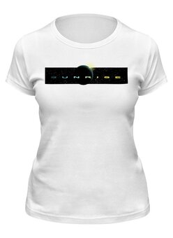 Заказать женскую футболку в Москве. Футболка классическая Восход Солнца над планетой. от Zorgo-Art  - готовые дизайны и нанесение принтов.