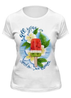 Заказать женскую футболку в Москве. Футболка классическая Арбузное мороженое от Марина  - готовые дизайны и нанесение принтов.
