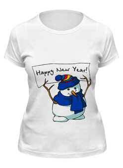 Заказать женскую футболку в Москве. Футболка классическая Happy New Year! Bag от Just kidding - готовые дизайны и нанесение принтов.