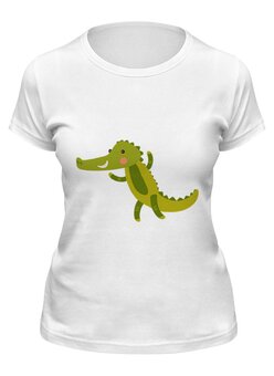 Заказать женскую футболку в Москве. Футболка классическая Крокодил от Romanova - готовые дизайны и нанесение принтов.