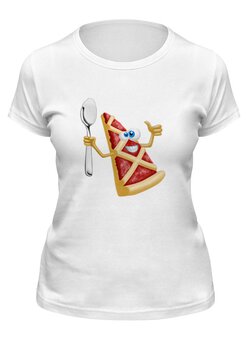 Заказать женскую футболку в Москве. Футболка классическая Пицца от THE_NISE  - готовые дизайны и нанесение принтов.
