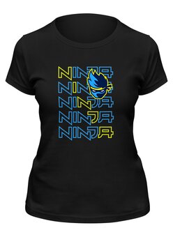 Заказать женскую футболку в Москве. Футболка классическая FORTNITE NINJA от geekbox - готовые дизайны и нанесение принтов.