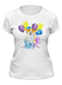 Заказать женскую футболку в Москве. Футболка классическая Солнечная собака. от juliafast77 - готовые дизайны и нанесение принтов.
