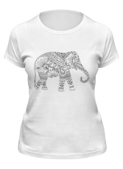 Заказать женскую футболку в Москве. Футболка классическая Рисованный слон от queen  - готовые дизайны и нанесение принтов.