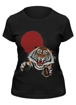 Заказать женскую футболку в Москве. Футболка классическая Бросок тигра от printik - готовые дизайны и нанесение принтов.