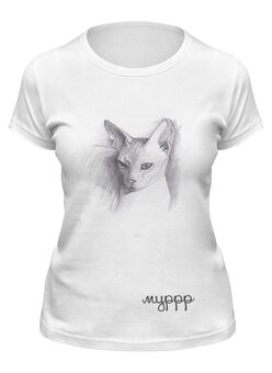 Заказать женскую футболку в Москве. Футболка классическая кошка муррр от Полина  - готовые дизайны и нанесение принтов.