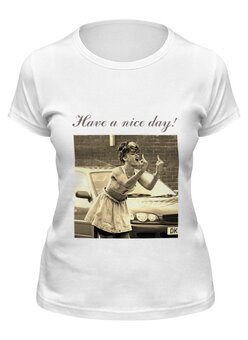 Заказать женскую футболку в Москве. Футболка классическая Хорошего дня! от gent777 - готовые дизайны и нанесение принтов.