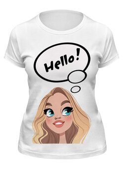 Заказать женскую футболку в Москве. Футболка классическая Hello! от Alexandra Manakova - готовые дизайны и нанесение принтов.