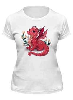 Заказать женскую футболку в Москве. Футболка классическая Красный дракон от tigerda  - готовые дизайны и нанесение принтов.