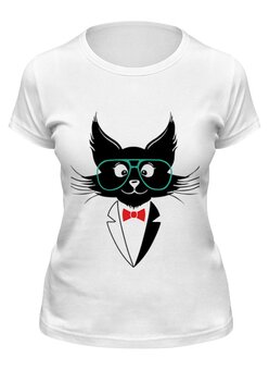 Заказать женскую футболку в Москве. Футболка классическая кот стиляга от PiCaSSo Star - готовые дизайны и нанесение принтов.