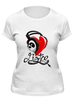 Заказать женскую футболку в Москве. Футболка классическая Сердце в наушниках  от T-shirt print  - готовые дизайны и нанесение принтов.