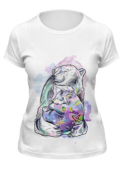 Заказать женскую футболку в Москве. Футболка классическая Белый медведь от krolya_spb@mail.ru - готовые дизайны и нанесение принтов.