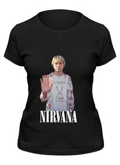 Заказать женскую футболку в Москве. Футболка классическая Nirvana Kurt Cobain hello t-shirt от rancid - готовые дизайны и нанесение принтов.