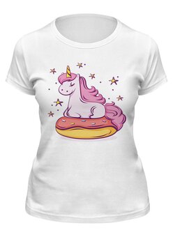 Заказать женскую футболку в Москве. Футболка классическая Unicorn Donut от Jimmy Flash - готовые дизайны и нанесение принтов.