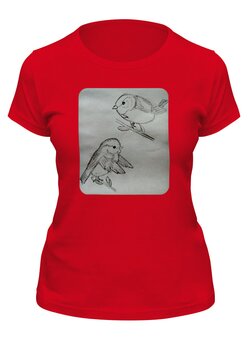 Заказать женскую футболку в Москве. Футболка классическая Снегири от mrs-snit@yandex.ru - готовые дизайны и нанесение принтов.