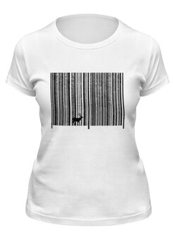Заказать женскую футболку в Москве. Футболка классическая Штрих код леса от ISliM - готовые дизайны и нанесение принтов.