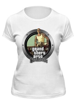 Заказать женскую футболку в Москве. Футболка классическая Grand Theft Auto от THE_NISE  - готовые дизайны и нанесение принтов.