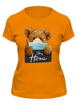 Заказать женскую футболку в Москве. Футболка классическая Мишка на карантине от T-shirt print  - готовые дизайны и нанесение принтов.
