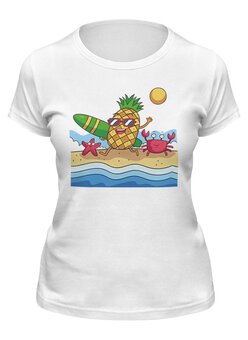 Заказать женскую футболку в Москве. Футболка классическая Вперед на море! от T-shirt print  - готовые дизайны и нанесение принтов.