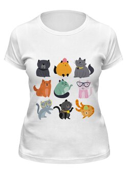 Заказать женскую футболку в Москве. Футболка классическая Цветные кошки от Yaroslava - готовые дизайны и нанесение принтов.