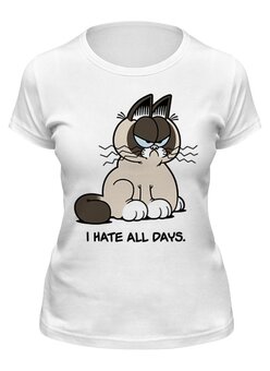 Заказать женскую футболку в Москве. Футболка классическая Грустный Кот (Grumpy Cat) от originals - готовые дизайны и нанесение принтов.