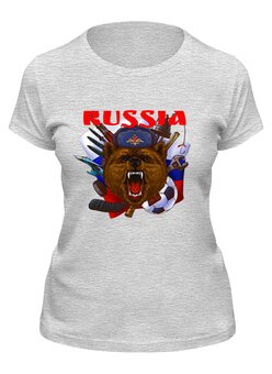 Заказать женскую футболку в Москве. Футболка классическая Россия  от T-shirt print  - готовые дизайны и нанесение принтов.