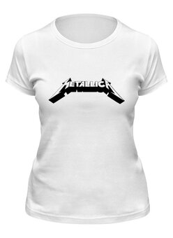 Заказать женскую футболку в Москве. Футболка классическая Логотип группы «Metallica» от metallica - готовые дизайны и нанесение принтов.