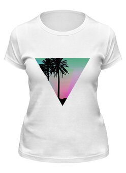 Заказать женскую футболку в Москве. Футболка классическая Miami Triangle от mecrag - готовые дизайны и нанесение принтов.