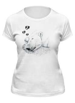 Заказать женскую футболку в Москве. Футболка классическая Спящий белый медведь от tanashtanko@yandex.ru - готовые дизайны и нанесение принтов.