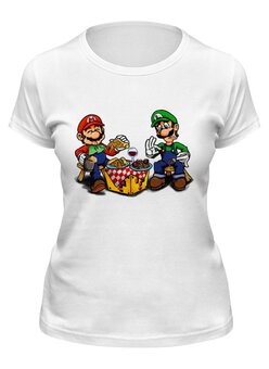 Заказать женскую футболку в Москве. Футболка классическая Mario&Luigi от balden - готовые дизайны и нанесение принтов.