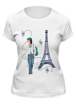Заказать женскую футболку в Москве. Футболка классическая Парижанка от Виктор Гришин - готовые дизайны и нанесение принтов.