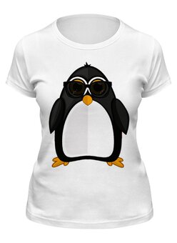 Заказать женскую футболку в Москве. Футболка классическая Пингвин от fanart - готовые дизайны и нанесение принтов.