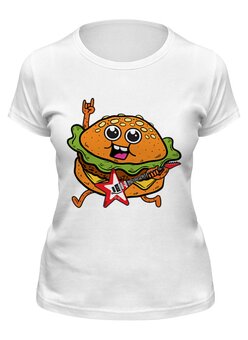 Заказать женскую футболку в Москве. Футболка классическая Гамбургер с гитарой  от Amerikanka - готовые дизайны и нанесение принтов.