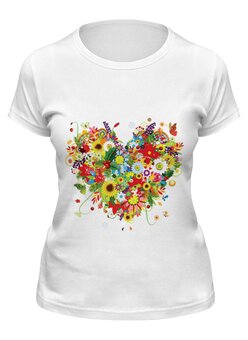 Заказать женскую футболку в Москве. Футболка классическая Букет цветов от Виктор Гришин - готовые дизайны и нанесение принтов.