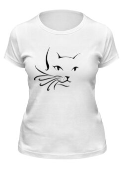 Заказать женскую футболку в Москве. Футболка классическая Кошка от Виктор Гришин - готовые дизайны и нанесение принтов.