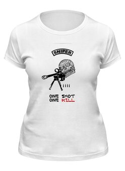 Заказать женскую футболку в Москве. Футболка классическая Снайпер от Leichenwagen - готовые дизайны и нанесение принтов.