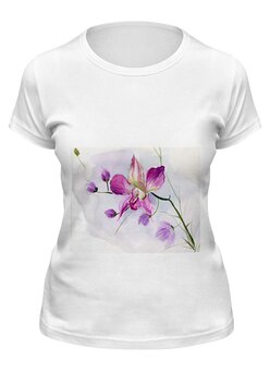 Заказать женскую футболку в Москве. Футболка классическая Розовая орхидея от vnovi - готовые дизайны и нанесение принтов.